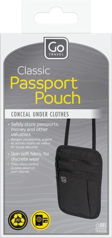 Nakkepose for Pass (Passport Pouch), svart fra Go Travel