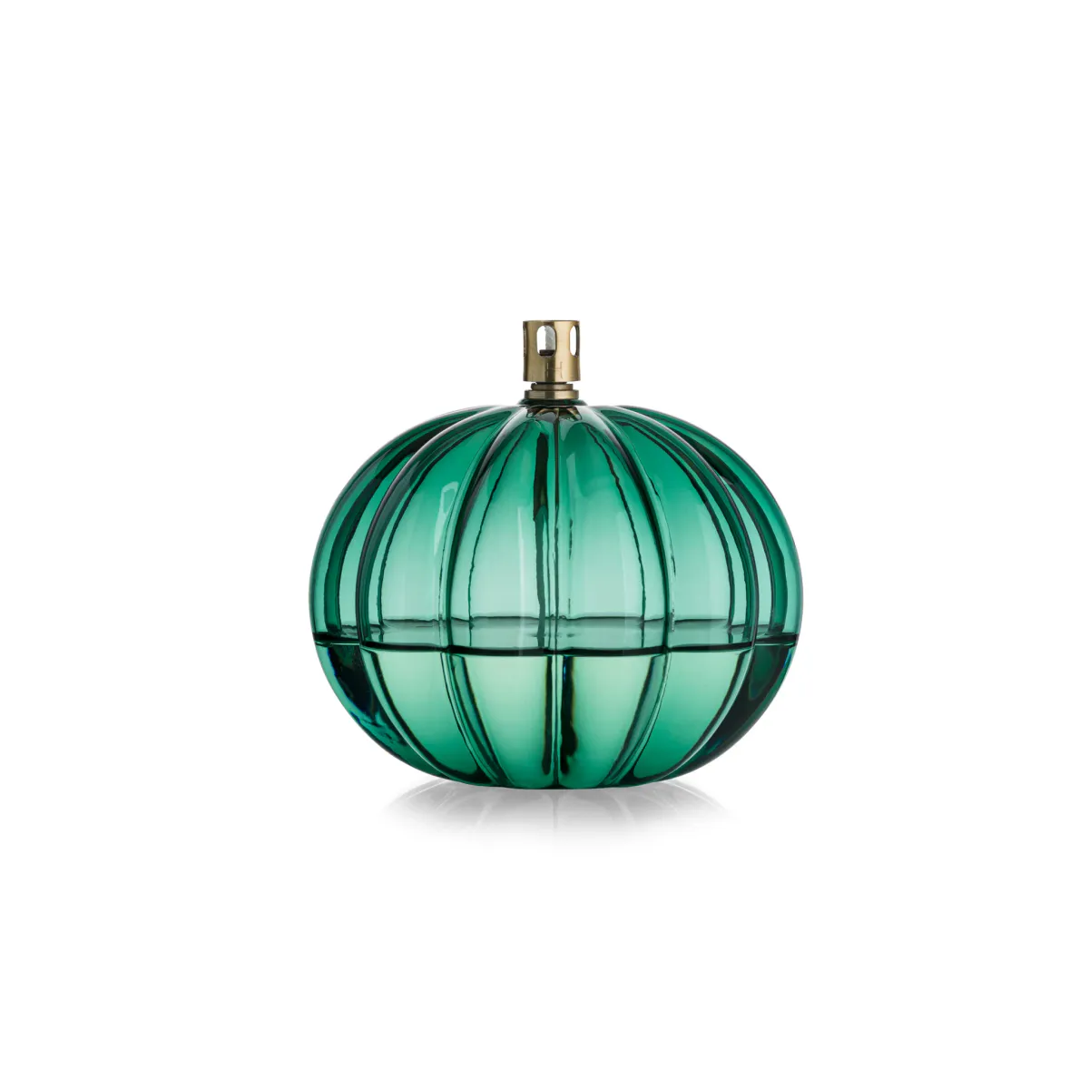 Oljelampe Optikk rund 11 cm, teal - Hadeland Glassverk