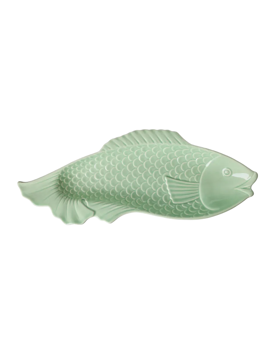 Rice serveringsfat i keramikk – fisk grønn (53 cm)