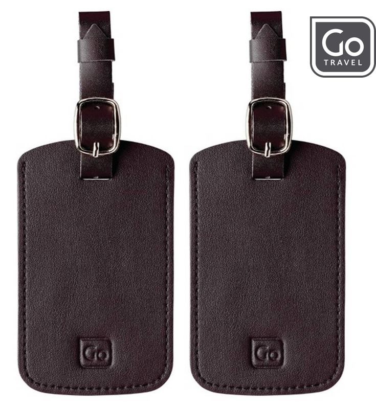 Go Travel Bagasjemerker PU-skinn 2-pk, sort