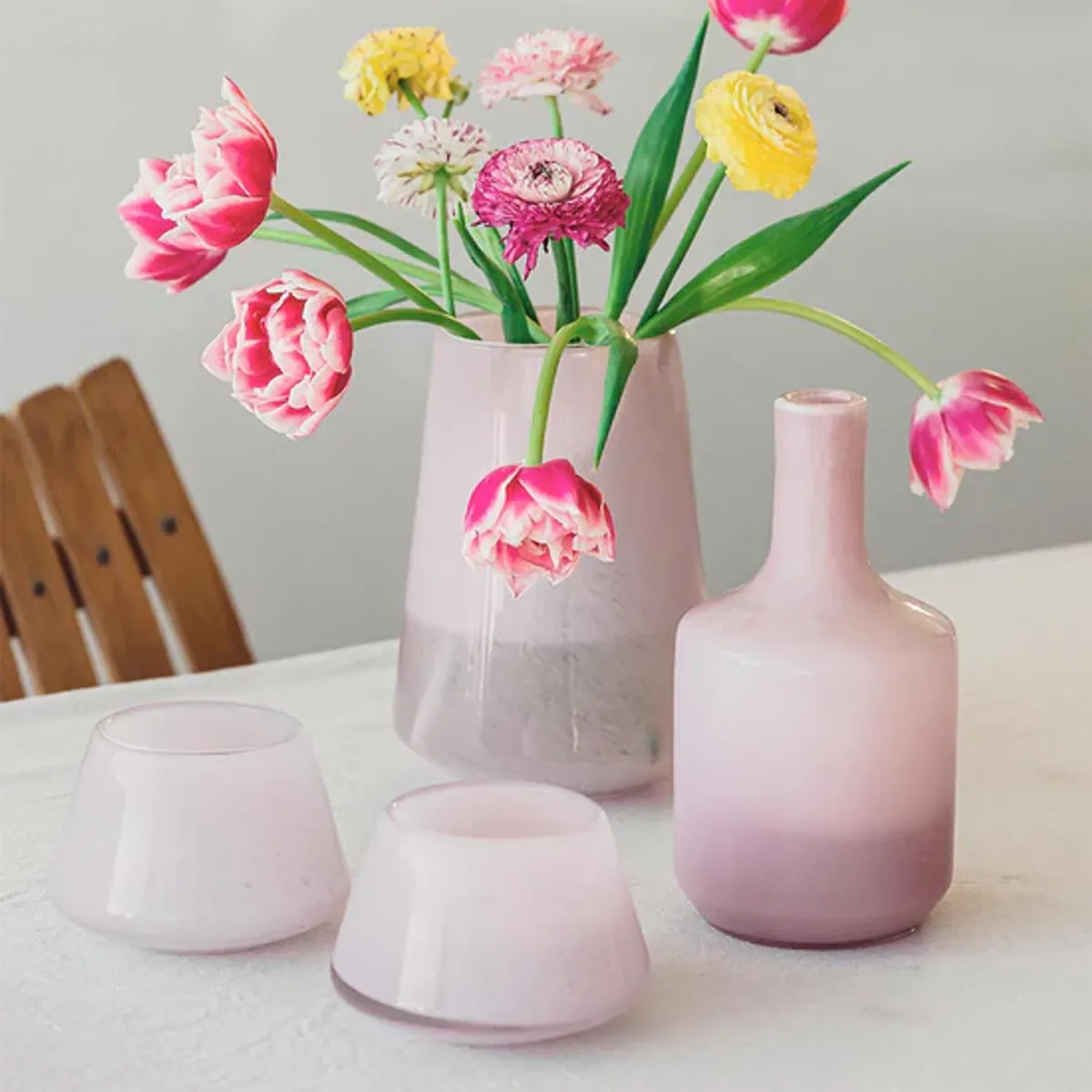 Dugg Lyslykt 8,5 cm Rosa Hadeland Glassverk 