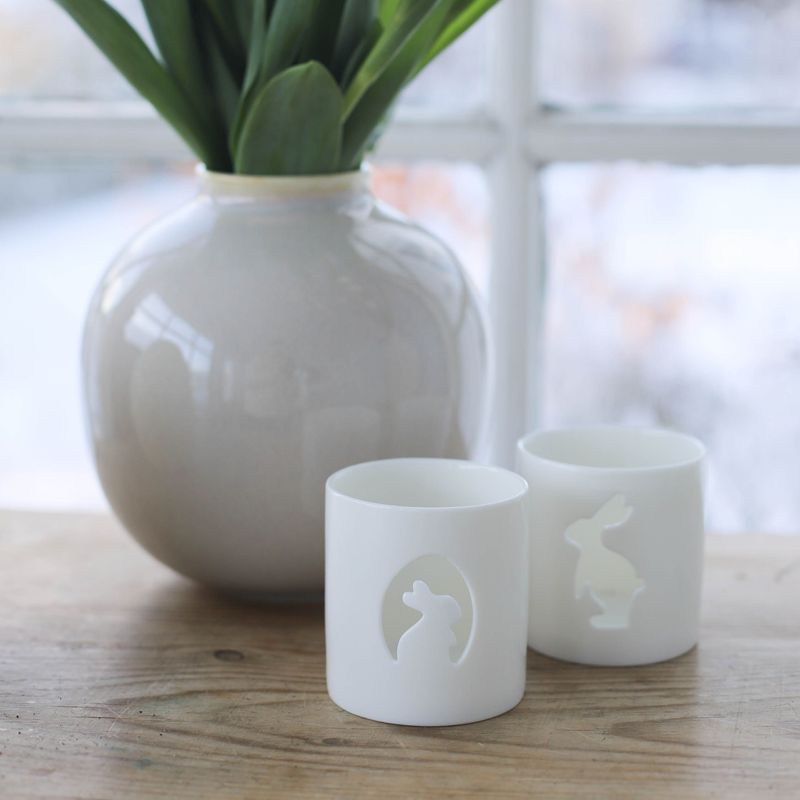 Telysholder Hare 8 cm, 2PK - Porsgrunds Porselænsfabrik