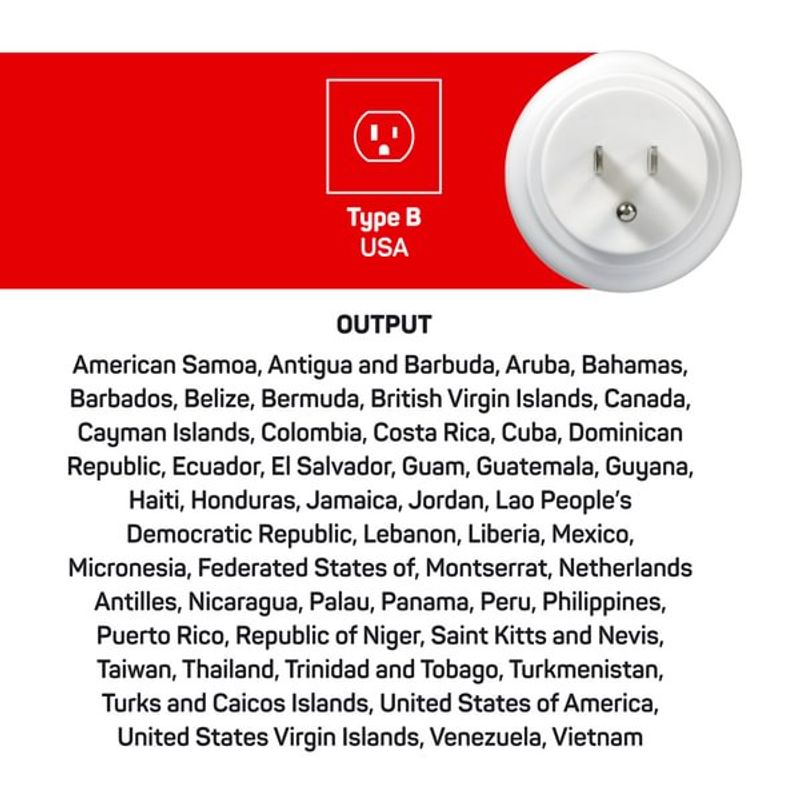 Adapter (Type B)  til USA  & Canada m. fler fra Go Travel