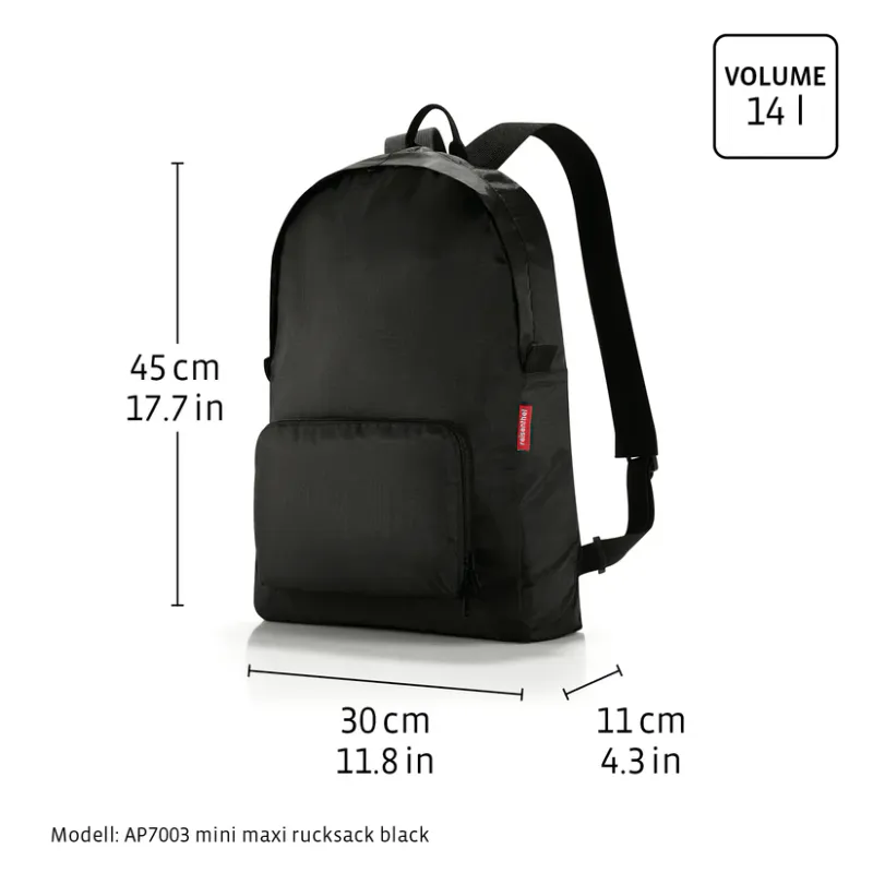 Mini maxi-ryggsekk, svart