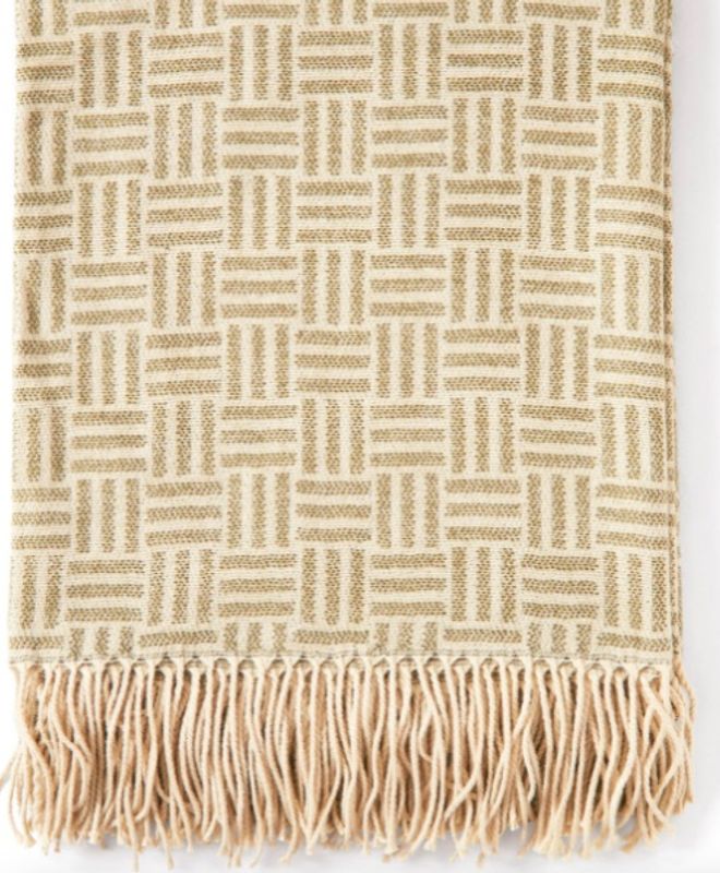 Lenox Jacquard-vevd pledd, beige fra Vinga of Sweden 