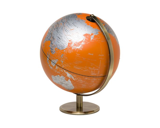 Hovedbilde Globusen 25cm oransje med messing fargede detaljer Wild & Wolf